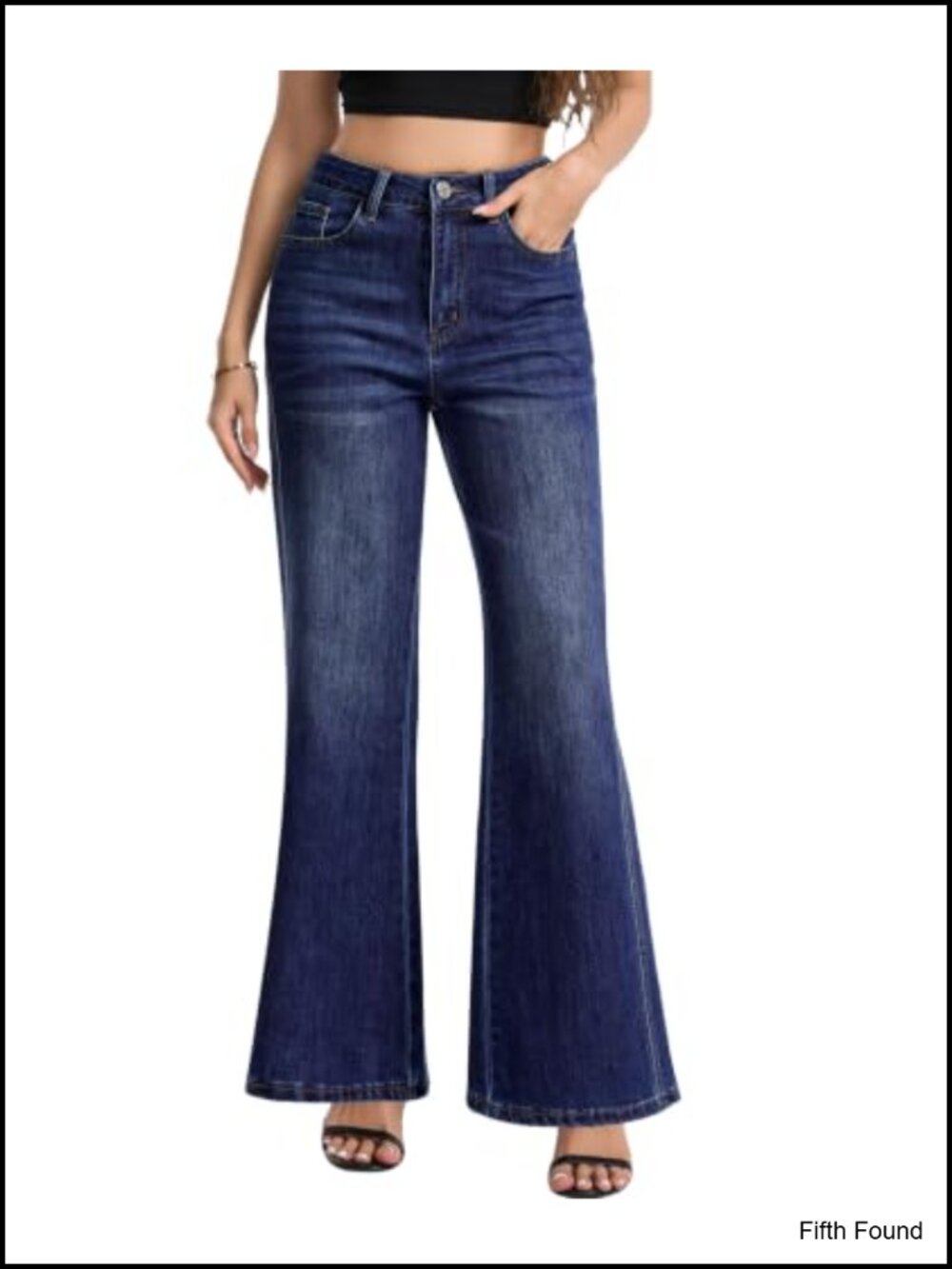 High Waisted Wide Leg Stretchy Denim Jeans for Women